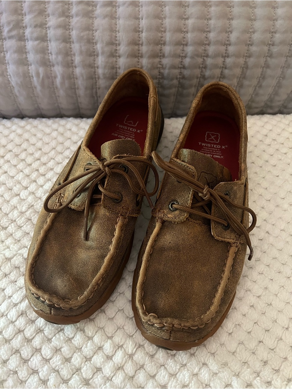 Twisted X Women’s Brown Leather Moccasin Boat Shoes